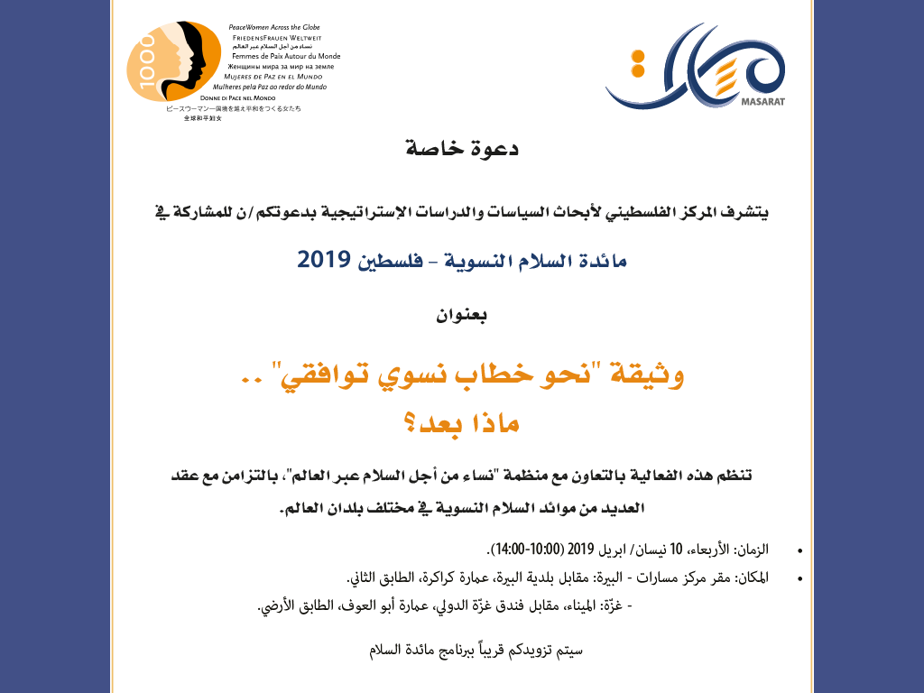 مائدة السلام النسوية - فلسطين 2019